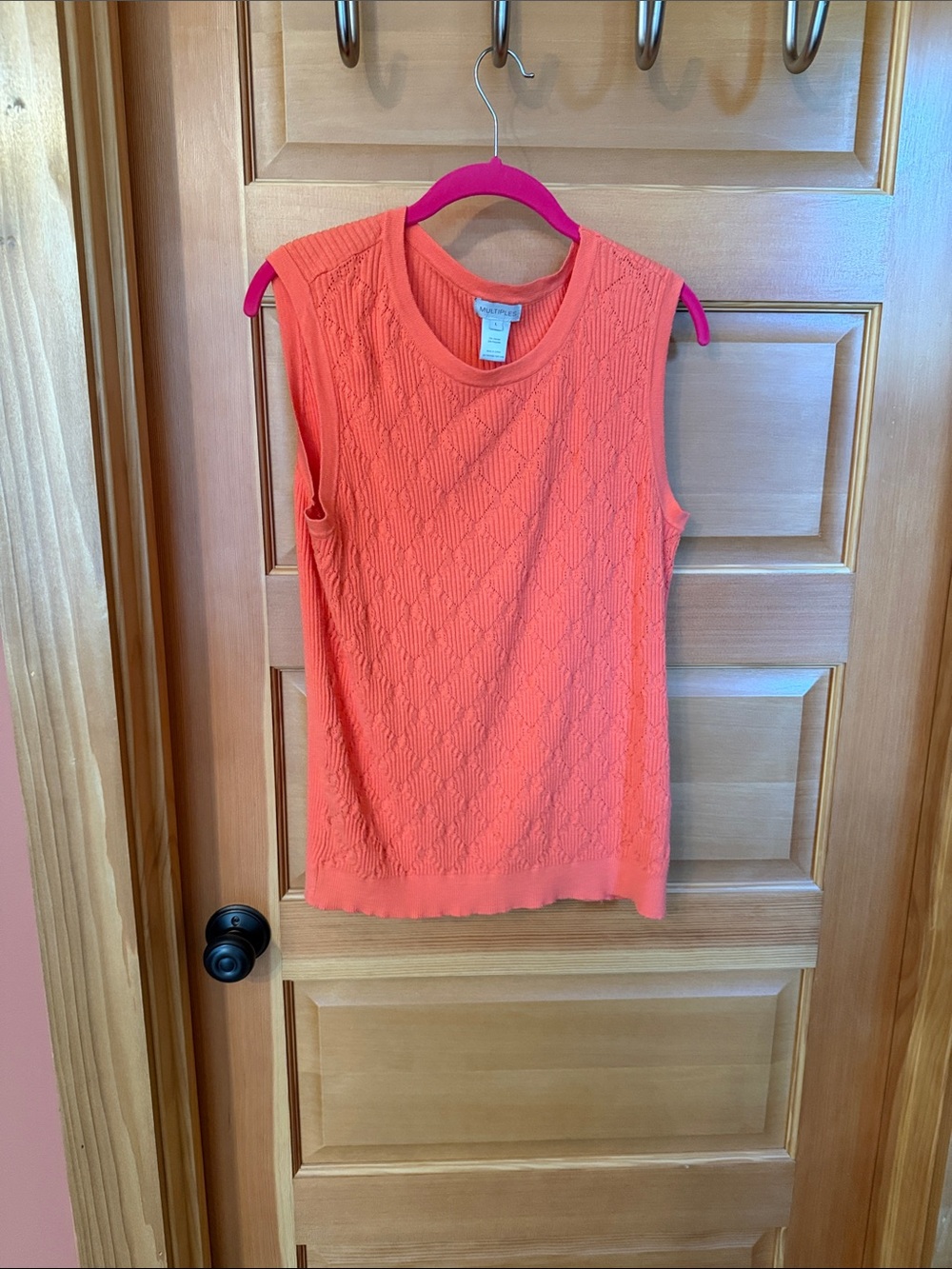 Multiples Coral Textured Sleeveless Knit Tank